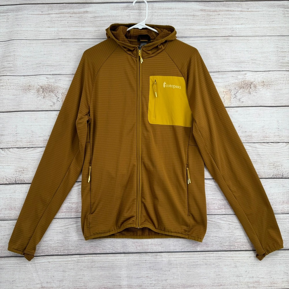 Cotopaxi Teca Calido Hooded Jacket Mens Size M Brown Full Zip Waffle Fleece